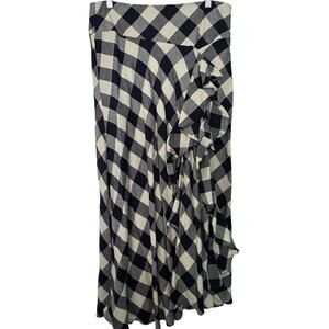 LAUREN RALPH LAUREN PLAID Long Skirt Size 8 Navy & Ivory Full & Valance